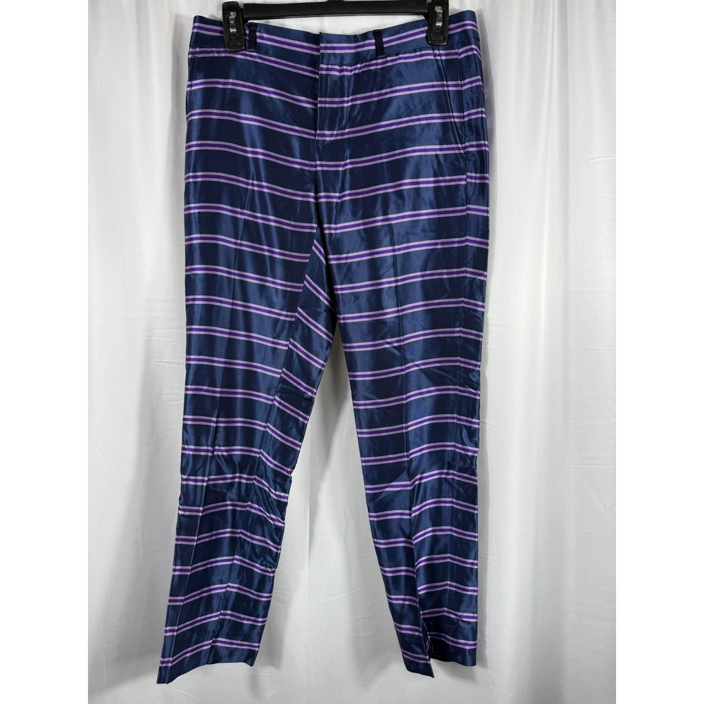 Banana Republic Ryan OS Navy Purple Striped Slim Fit‎ Mid Rise Pants NWT